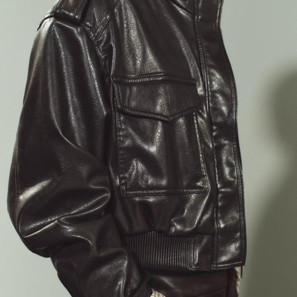 ZARA FAUX LEATHER CROPPED JACKET - Picture 4 of 12